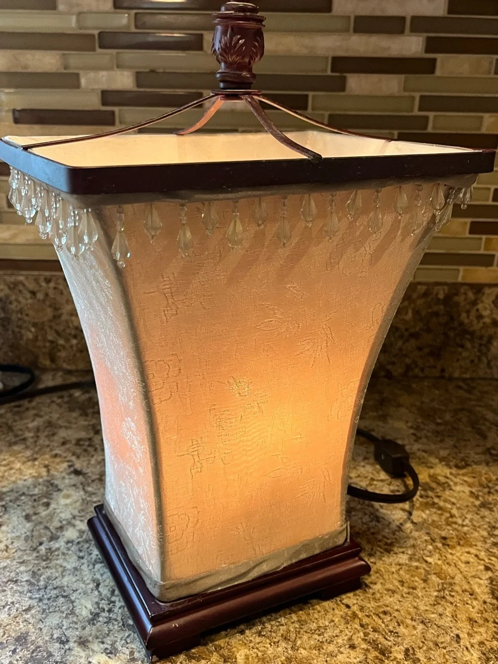 Elegant Cream Accent Table Lamp with Beaded Trim